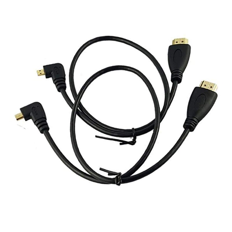 Seadream 2Pack 1.64 Feet 50CM 90 Degree Angle Micro HDMI Male to HDMI Male Cable Connector (2Pack Each of Right Angle and Left Angle) - Image 1